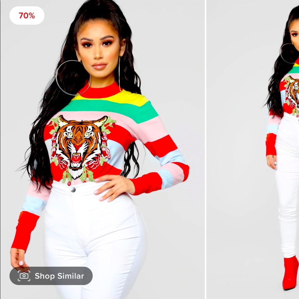 Multicolored tiger sweater!